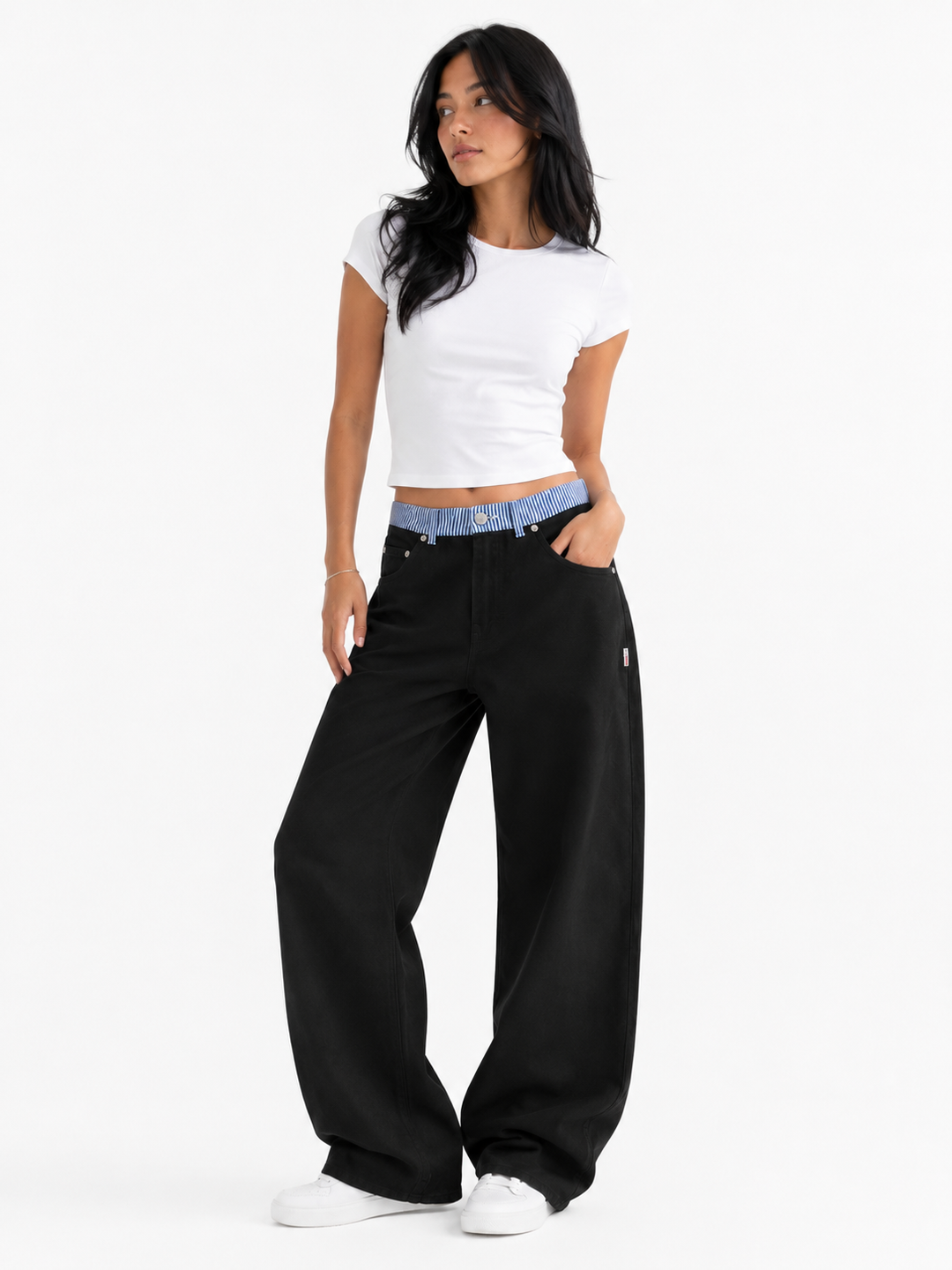 Viral Striped Waistband Jeans